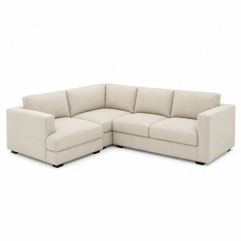 Narożna sofa modułowa z tkaniny poliestrowej beżowa 300 cm