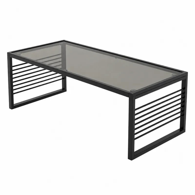 Stół ogrodowy z metalu i szkła 150x75x68 cm czarny