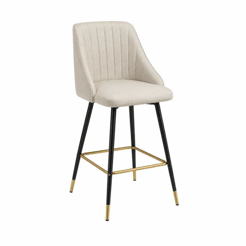 Krzesło barowe tkanina poliester beżowe stalowe 102 cm