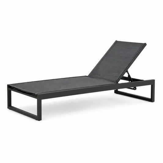 Leżak aluminiowy z czarną tkaniną syntetyczną 200x65x30 cm