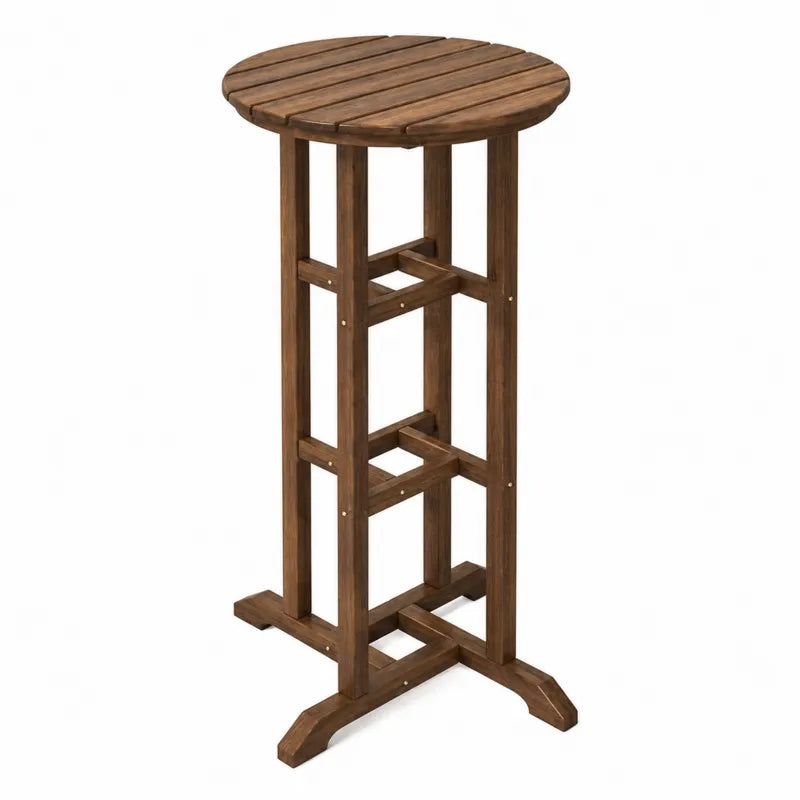 Drewniany stół barowy okrągły 110 cm brązowy