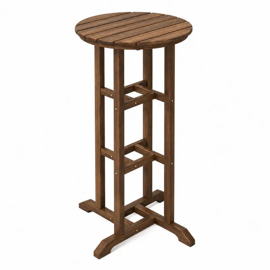 Drewniany stół barowy okrągły 110 cm brązowy