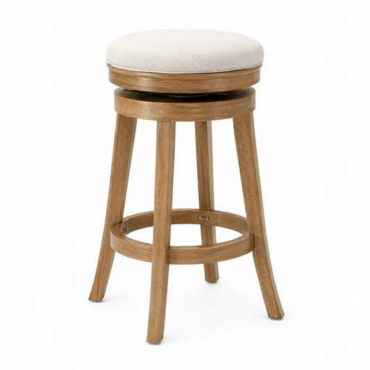 Drewniany stołek barowy obrotowy z tkaninowym siedziskiem 78 cm