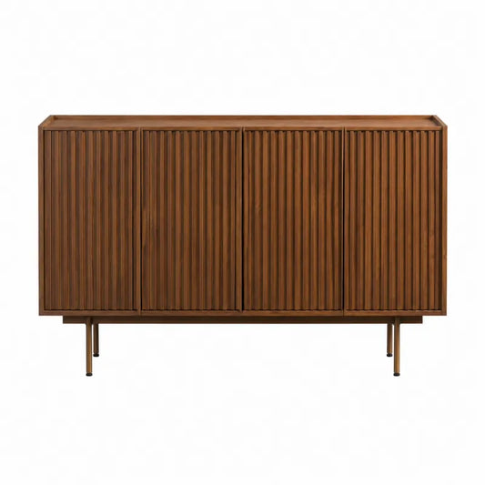 Komoda z drewna dębowego z 4 drzwiami 120x40x80 cm brązowa